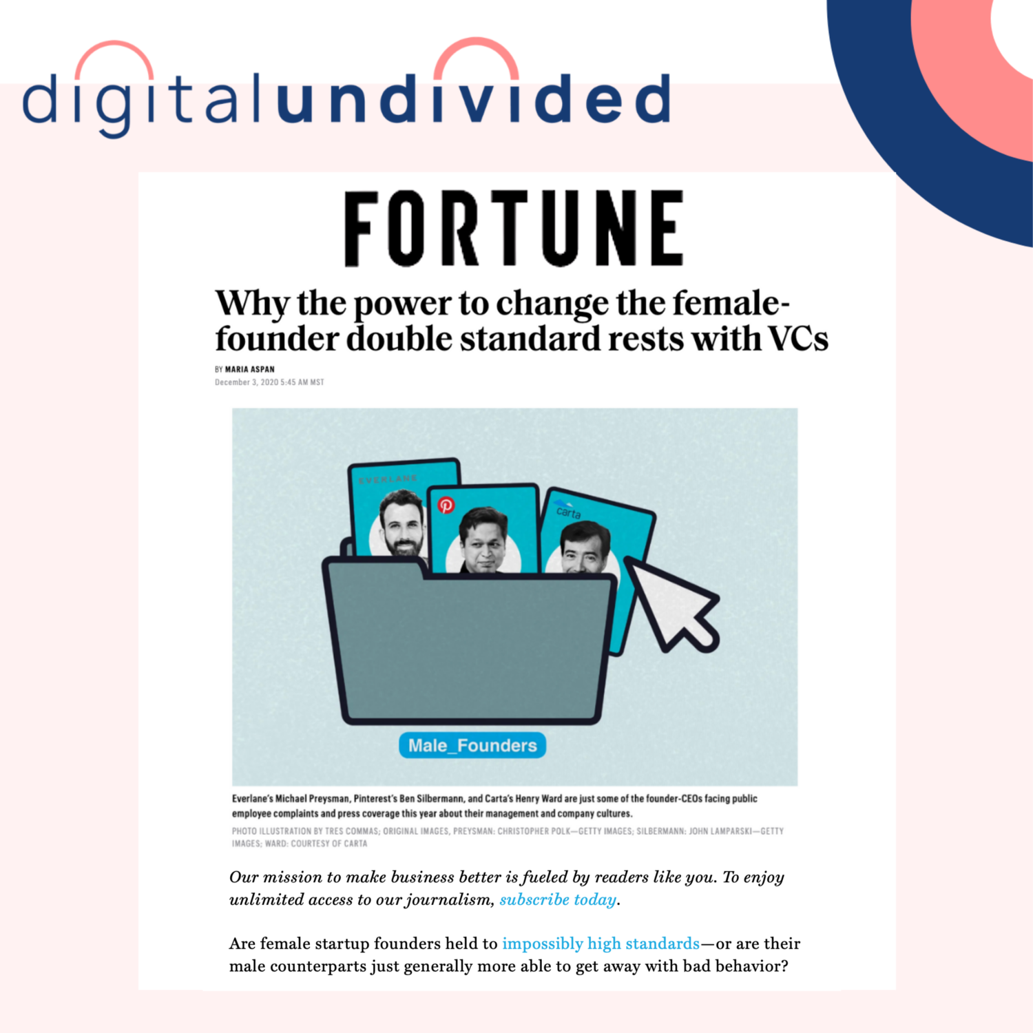 Why the power to change the femalefounder double standard rests with